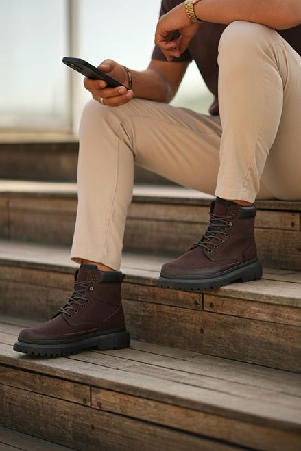 % 100 Hakiki Deri Erkek Bot Eva Taban Ultra Hafif Yüksek Taban