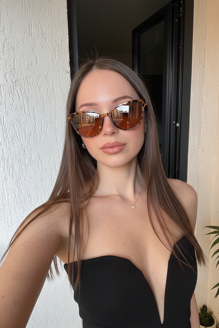 Havana Brown Leopard Kadın Güneş Gözlüğü