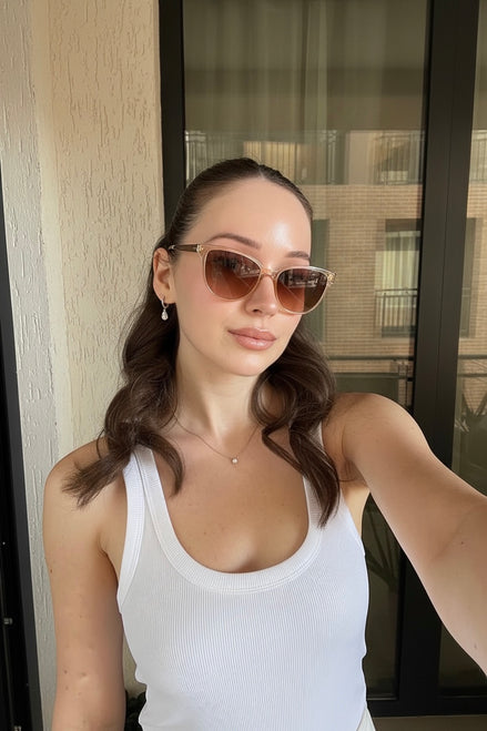 Beige Kahverengi Kadın Güneş Gözlüğü