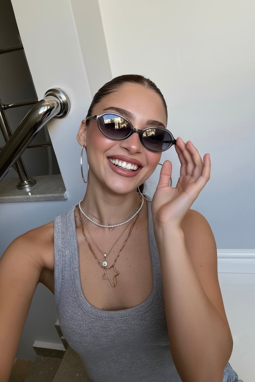 90s Navy Blue Kadın Güneş Gözlüğü