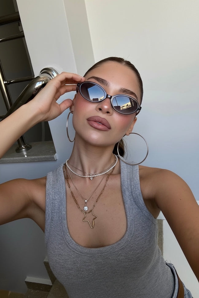 90s Navy Blue Kadın Güneş Gözlüğü