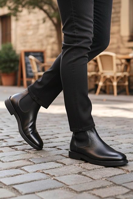 %100 Hakiki Deri Chealse Erkek Bot Ortopedik Kauçuk Taban