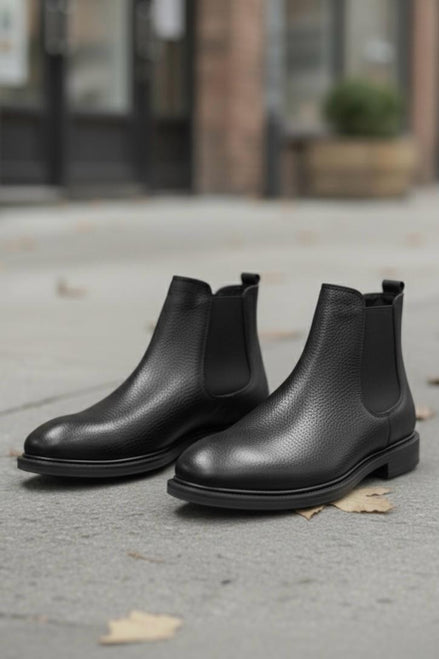 %100 Hakiki Deri Chealse Erkek Bot Ortopedik Kauçuk Taban