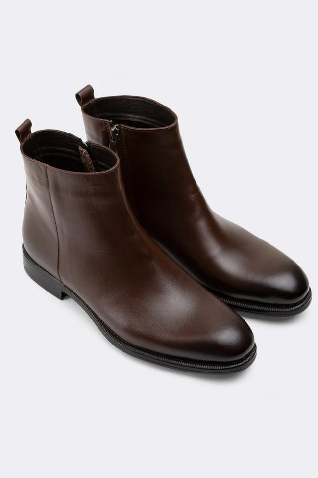 %100 Hakiki Deri Kovboy Model Chealse Kahverengi Erkek Bot