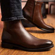 %100 Hakiki Deri Kovboy Model Chealse Kahverengi Erkek Bot